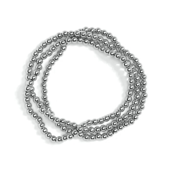 Brand New Set/4 Bead Stretch Bracelets. 2 Gold, Silver, & mixed Gold and Silver - Picture 6 of 16